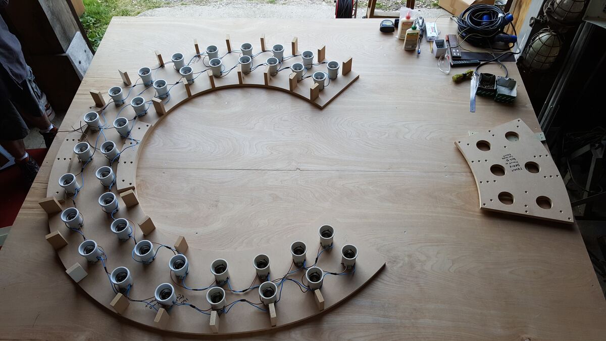 Bulb positions laid out on the full-size C template