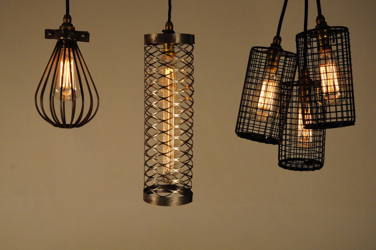 Cage and lattice pendant lights