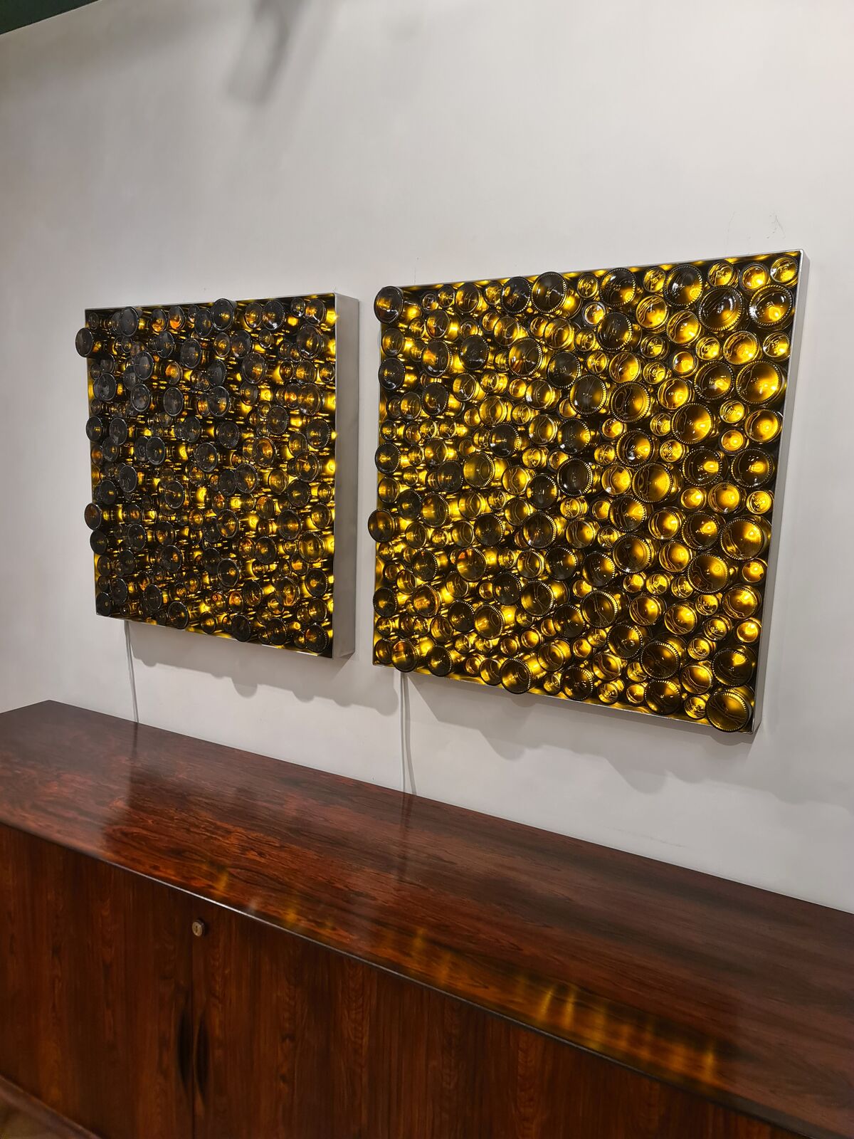 Light panels from an angle showing their depth